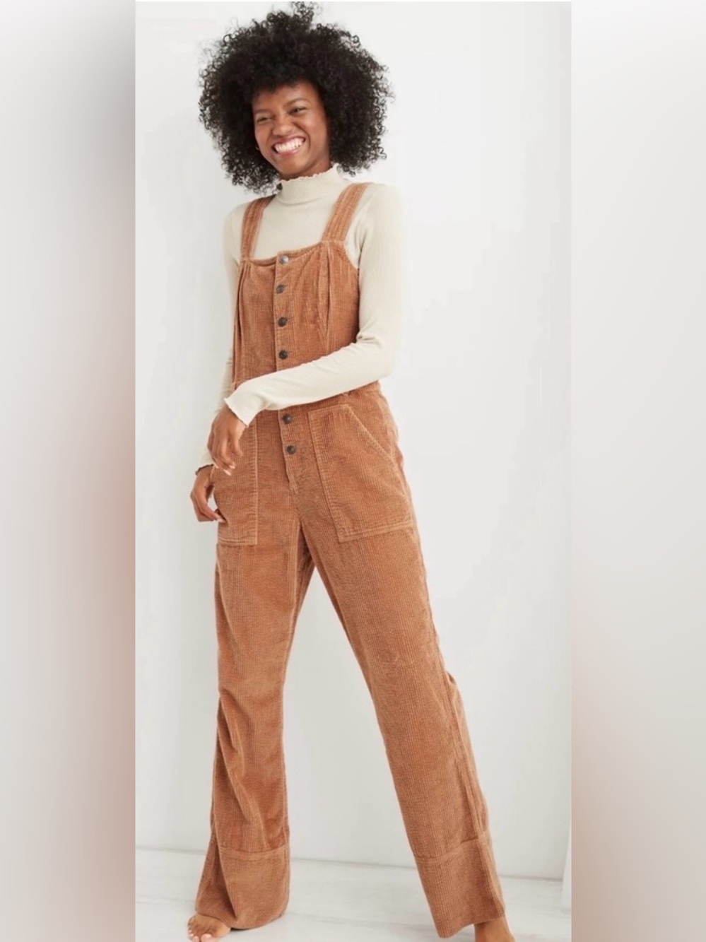 Aerie Corduroy Kick Flare Overall Jumpsuit